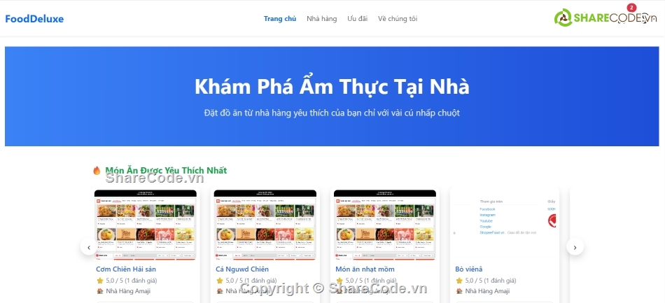 Website Món ăn,website đặt món ăn,asp.net